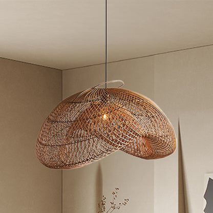 Rattan Wave Bohemian Metal Pendant Light