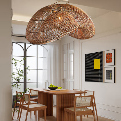 Rattan Wave Bohemian Metal Pendant Light