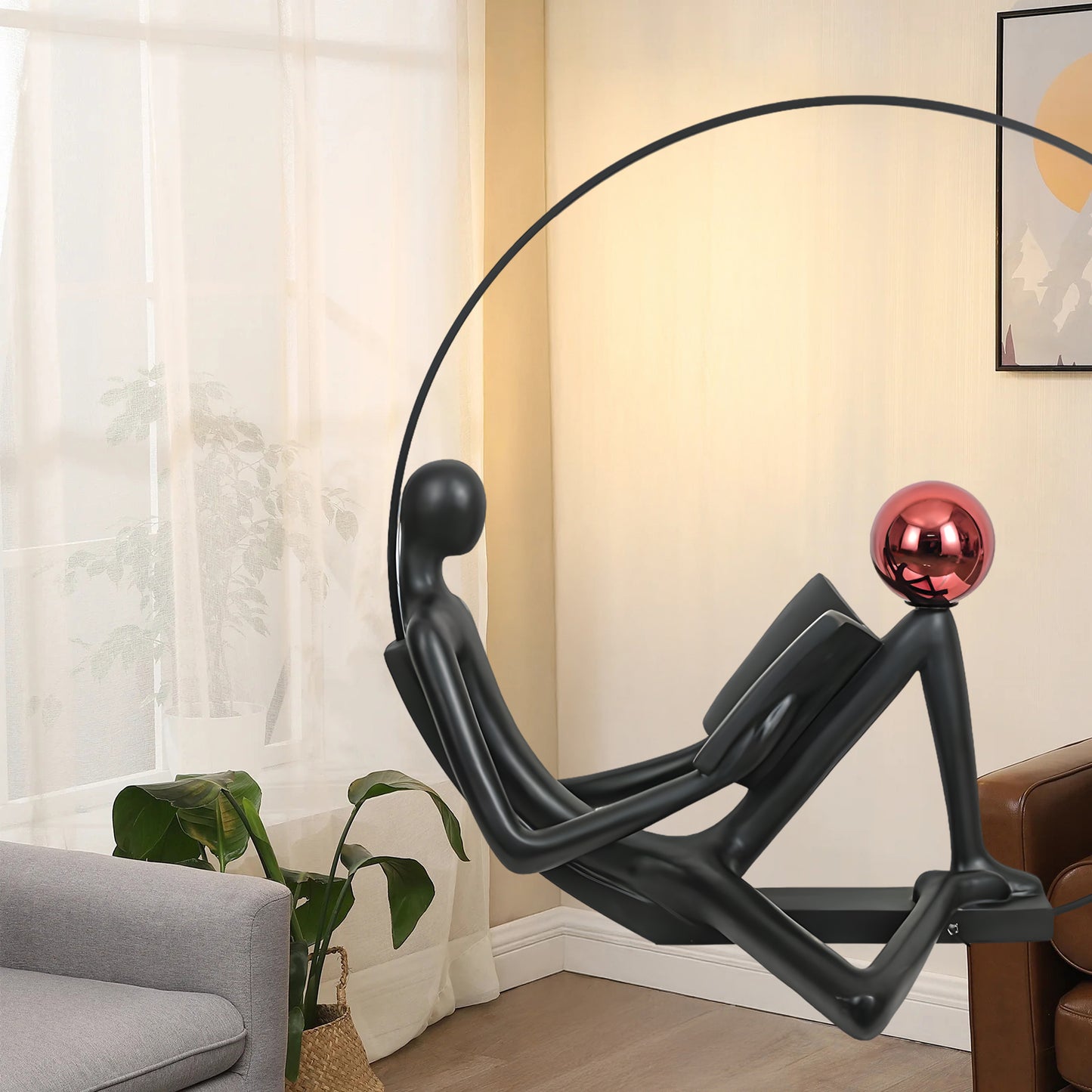 Reader Sculpture Modern Crystal Floor Lamp