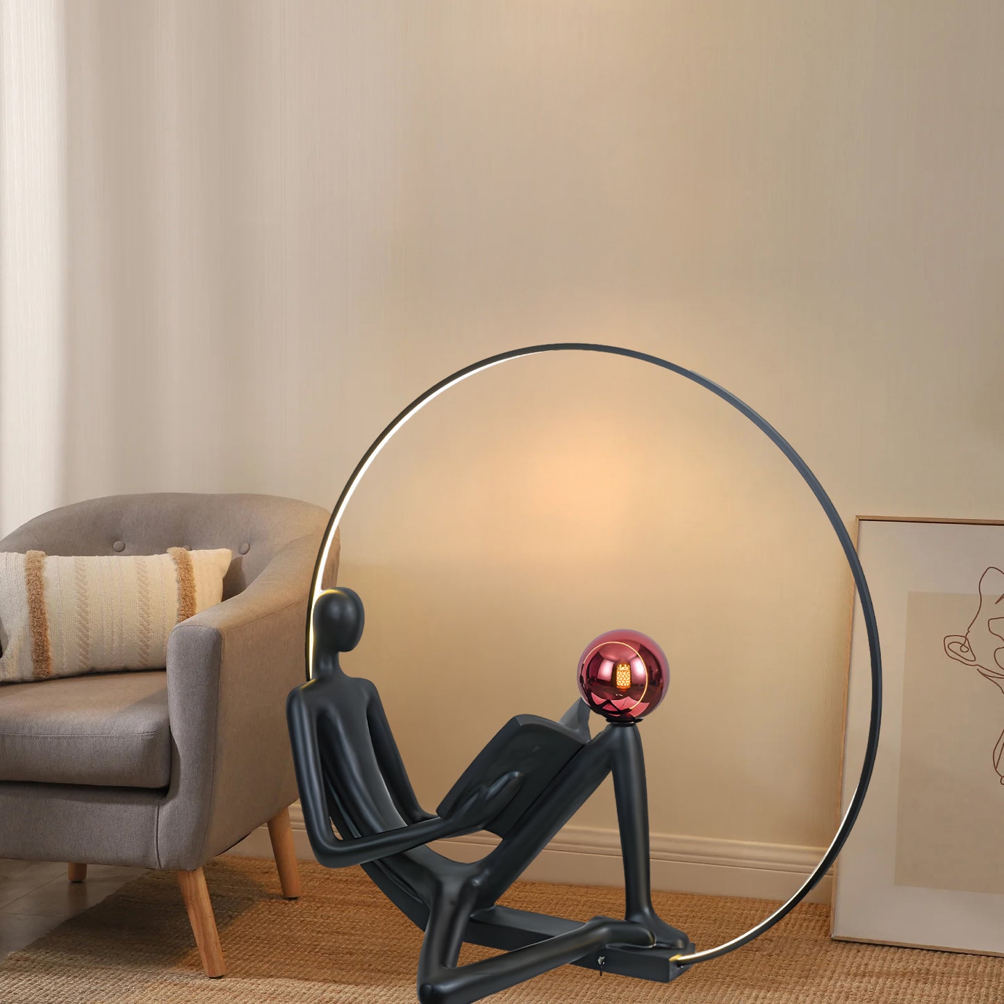 Reader Sculpture Modern Crystal Floor Lamp