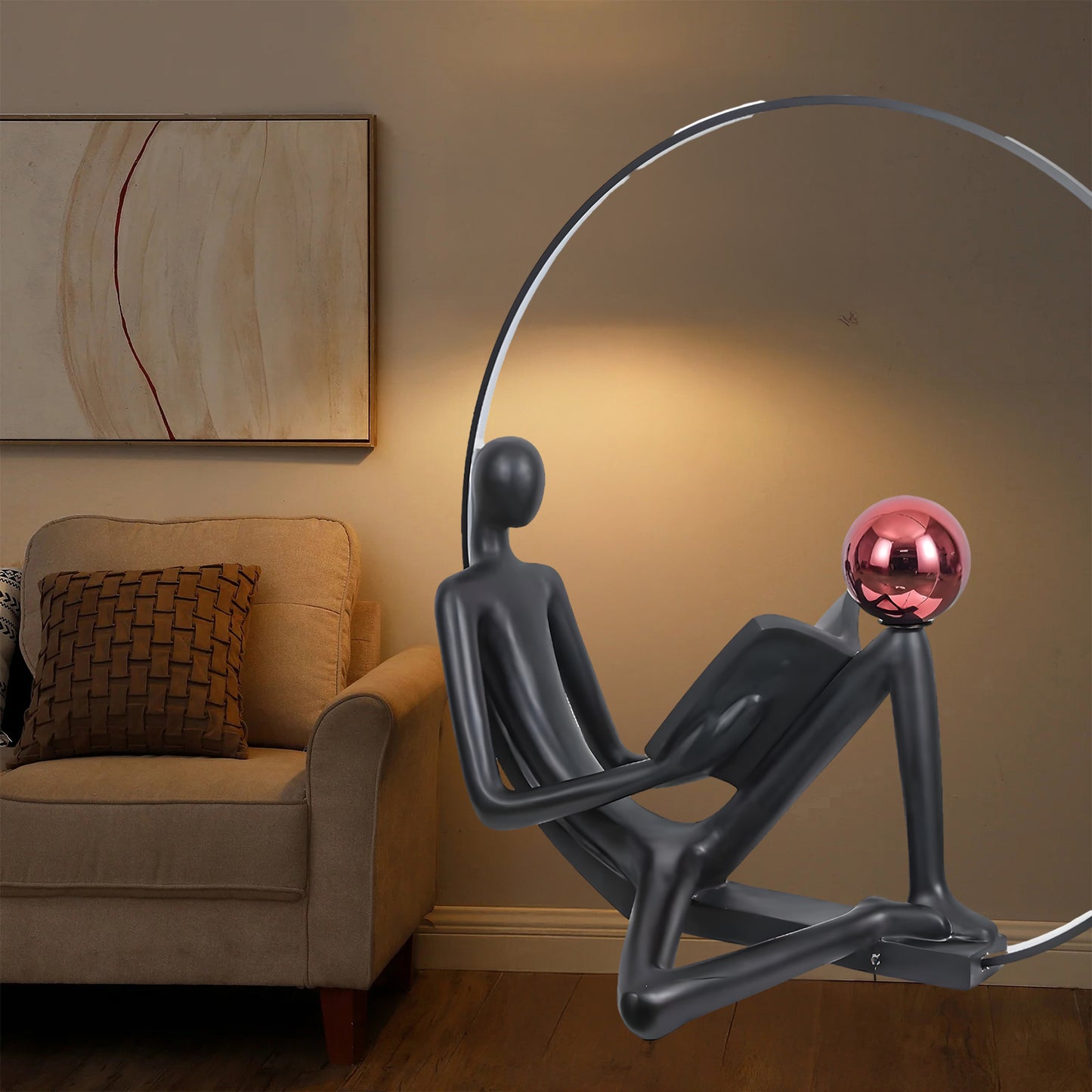 Reader Sculpture Modern Crystal Floor Lamp