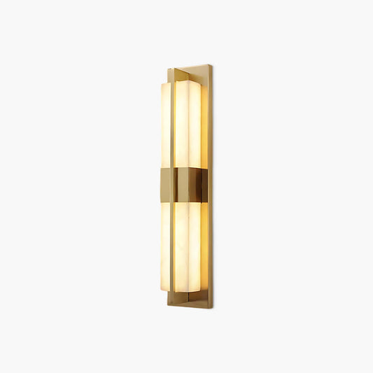 Rectangular Alabaster Contemporary Brass Wall Sconce