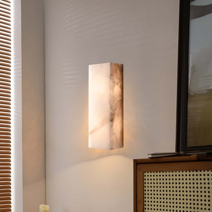 Rectangular Alabaster Eclectic Metal Wall Sconce