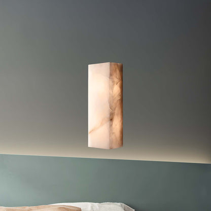 Rectangular Alabaster Eclectic Metal Wall Sconce