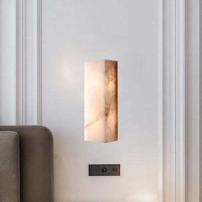 Rectangular Alabaster Eclectic Metal Wall Sconce