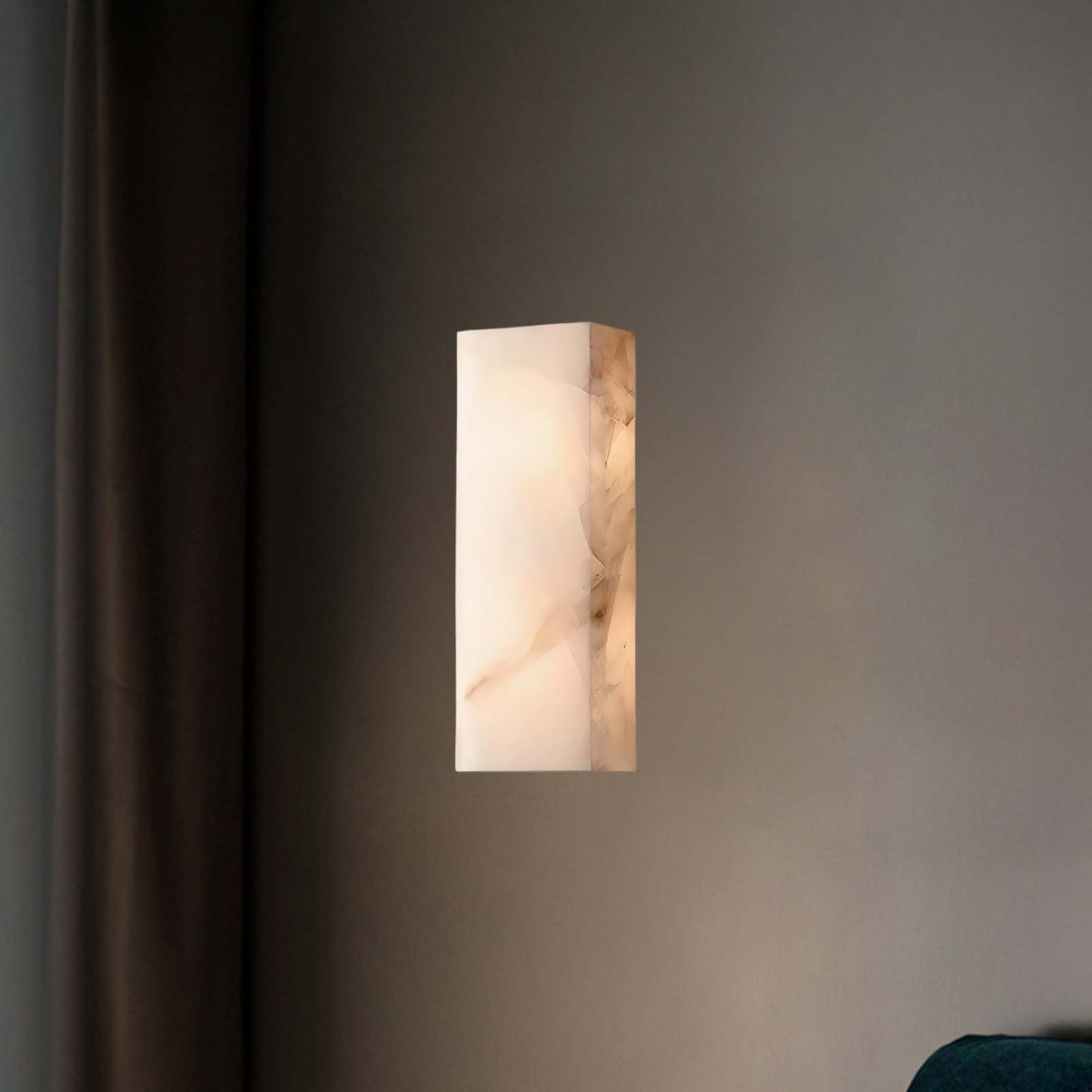 Rectangular Alabaster Eclectic Metal Wall Sconce