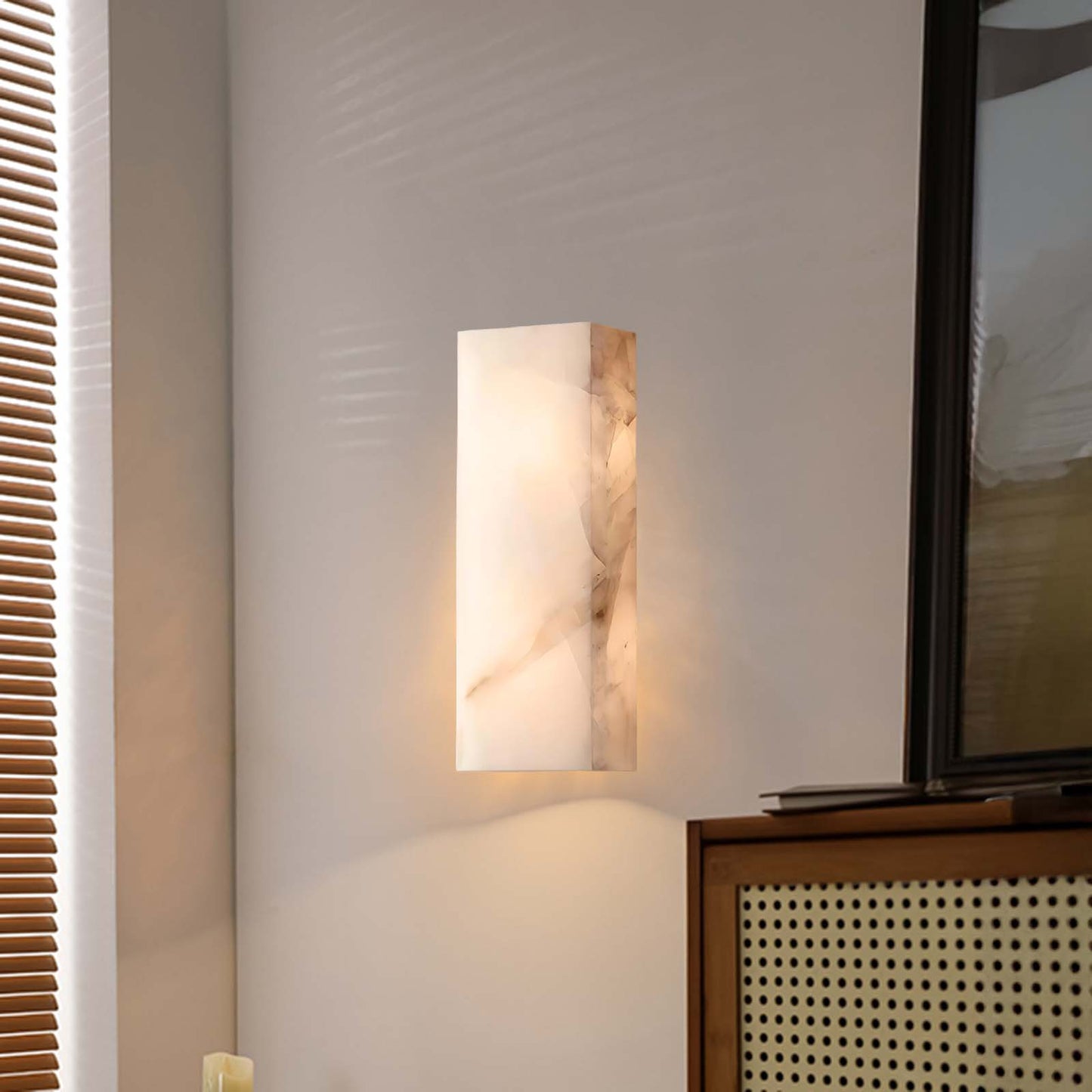 Rectangular Alabaster Eclectic Metal Wall Sconce