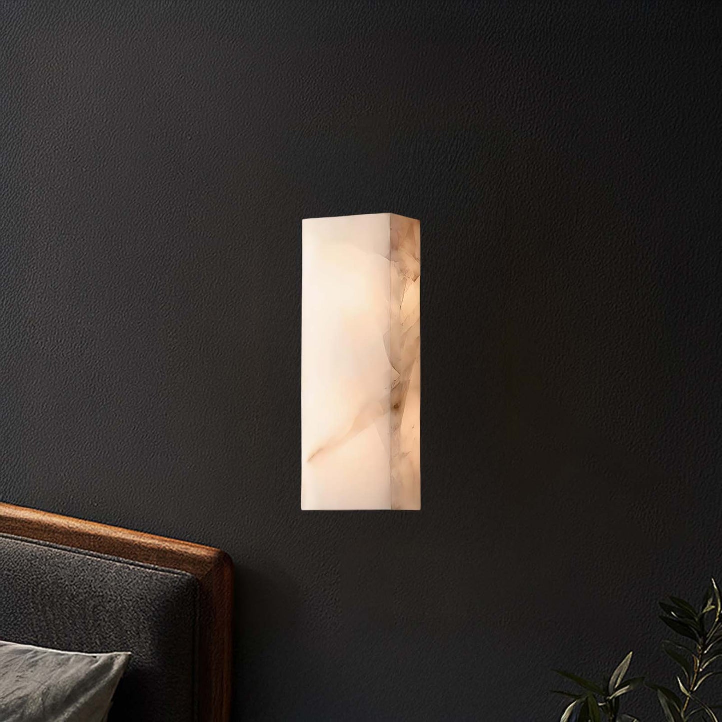 Rectangular Alabaster Eclectic Metal Wall Sconce