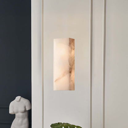 Rectangular Alabaster Eclectic Metal Wall Sconce