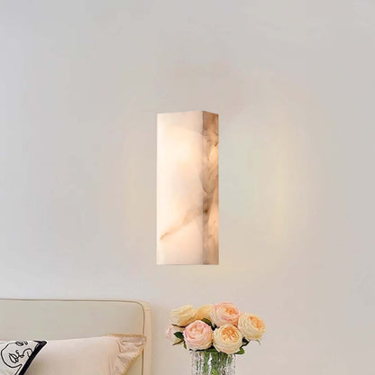 Rectangular Alabaster Eclectic Metal Wall Sconce