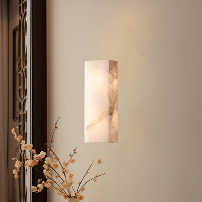 Rectangular Alabaster Eclectic Metal Wall Sconce