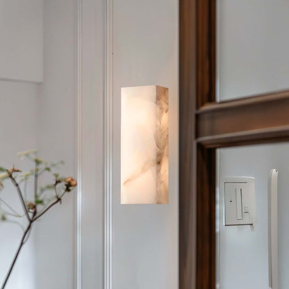 Rectangular Alabaster Eclectic Metal Wall Sconce