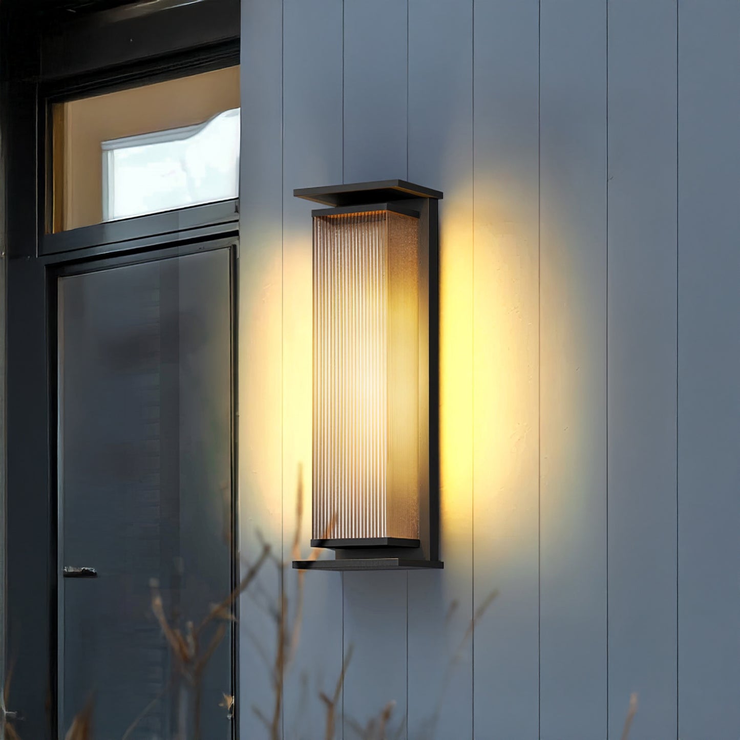 Rectangular Box Solar Outdoor Modern Steel Wall Lamp