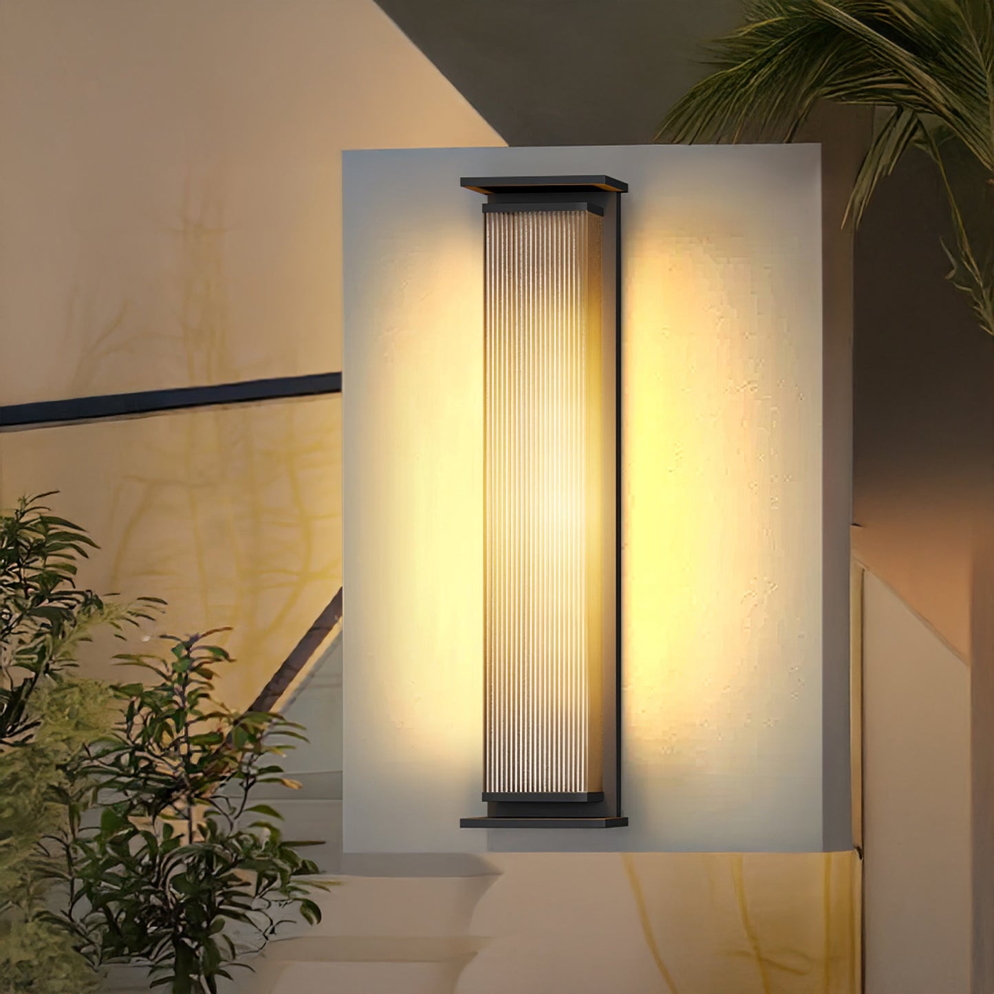 Rectangular Box Solar Outdoor Modern Steel Wall Lamp