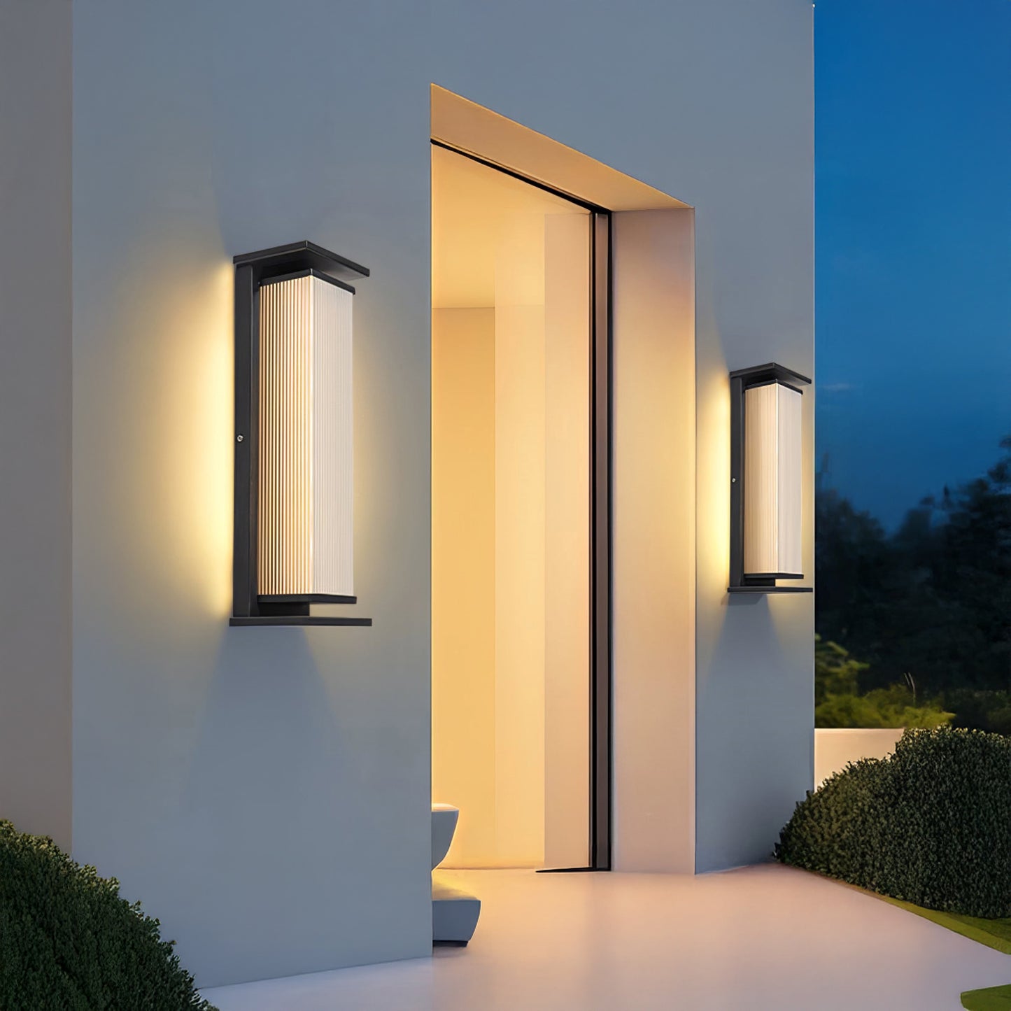 Rectangular Box Solar Outdoor Modern Steel Wall Lamp