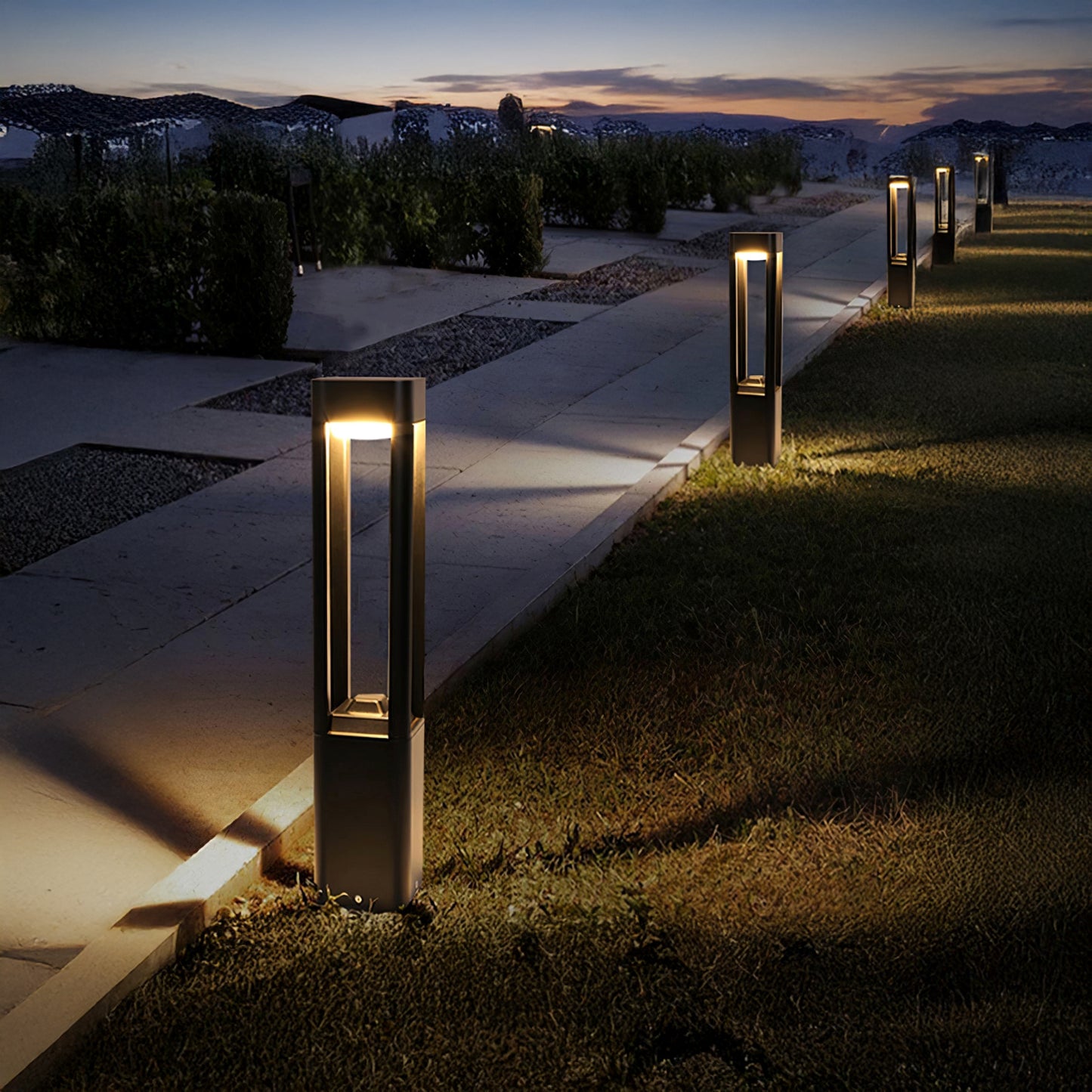 Rectangular Column Garden Modern Aluminum Outdoor Light