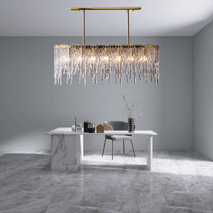 Rectangular Icicle Contemporary Crystal Chandelier