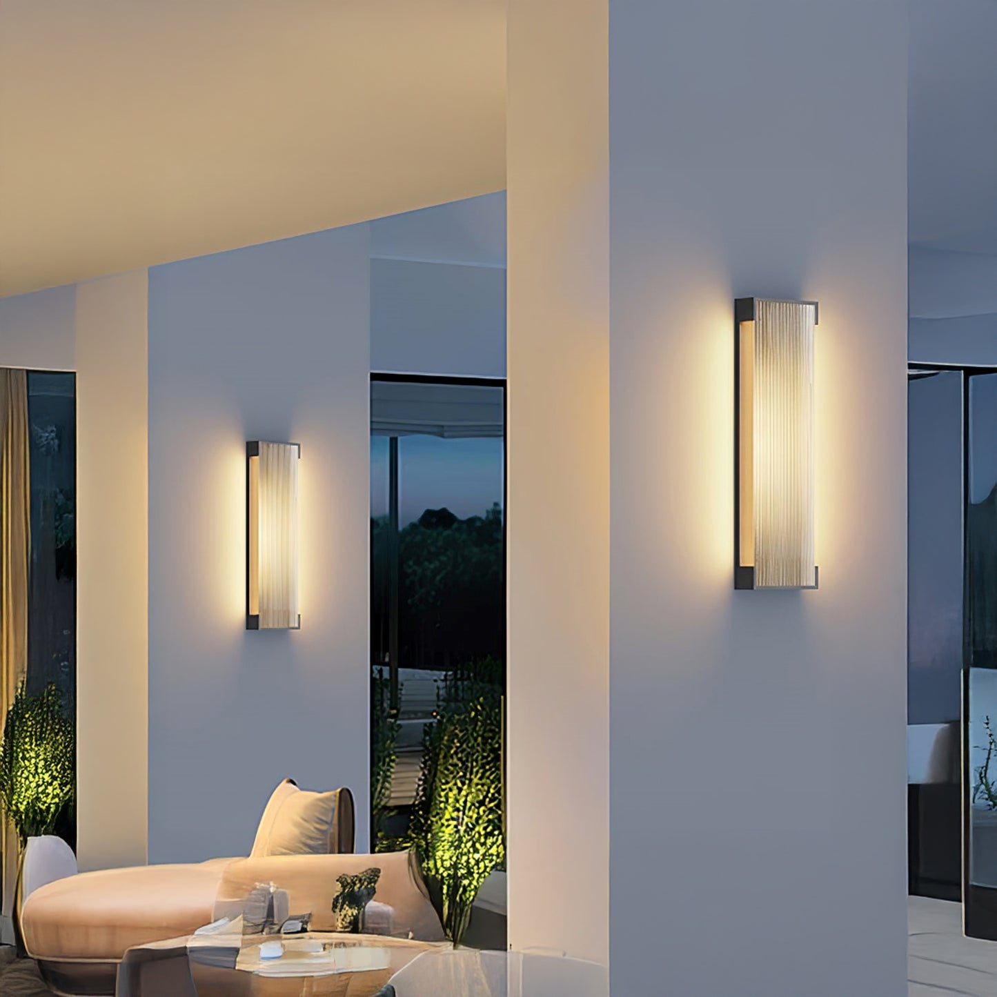 Rectangular Outdoor Modern Steel Wall Light