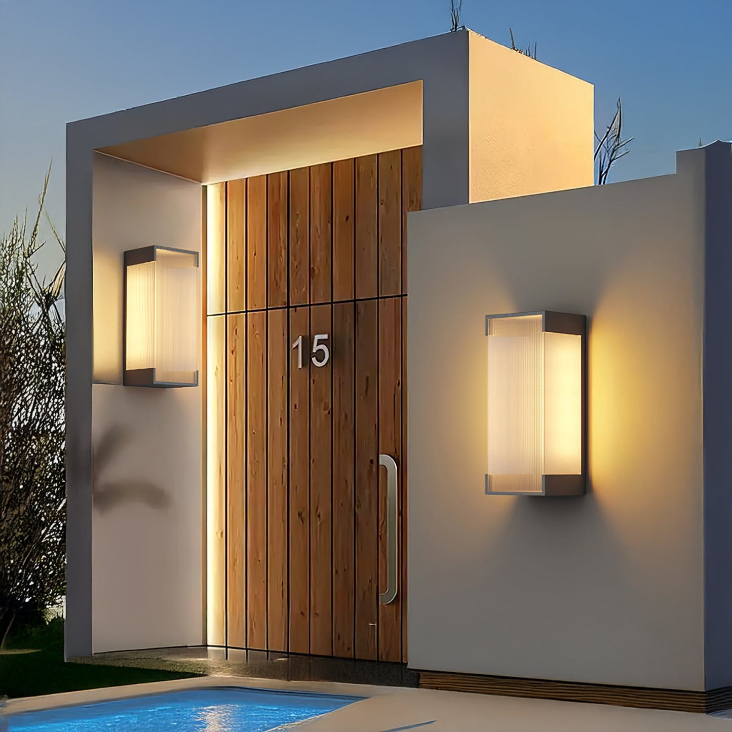 Rectangular Outdoor Modern Steel Wall Light