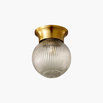 Reeded Globe Flush Art Deco Crystal Ceiling Light