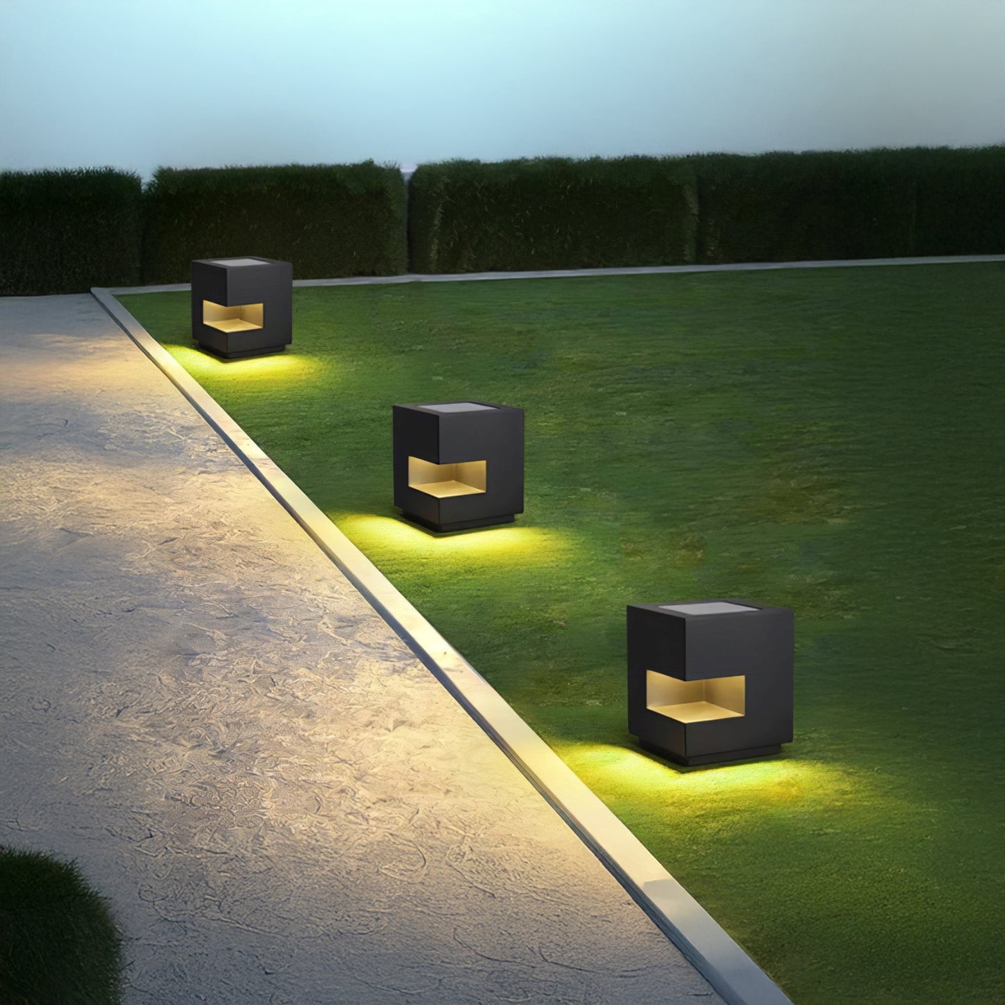 Regular Cube Post Eclectic Metal Outdoor Light