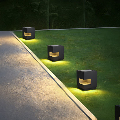 Regular Cube Post Eclectic Metal Outdoor Light