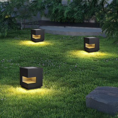 Regular Cube Post Eclectic Metal Outdoor Light