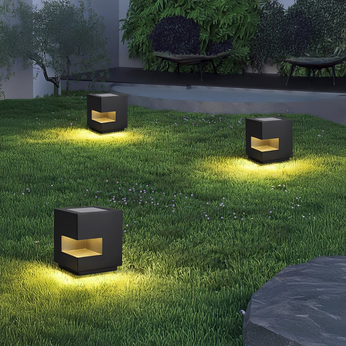 Regular Cube Post Eclectic Metal Outdoor Light