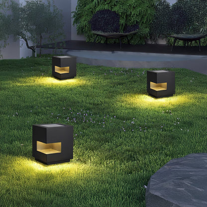 Regular Cube Post Eclectic Metal Outdoor Light