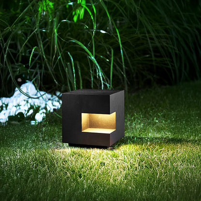 Regular Cube Post Eclectic Metal Outdoor Light