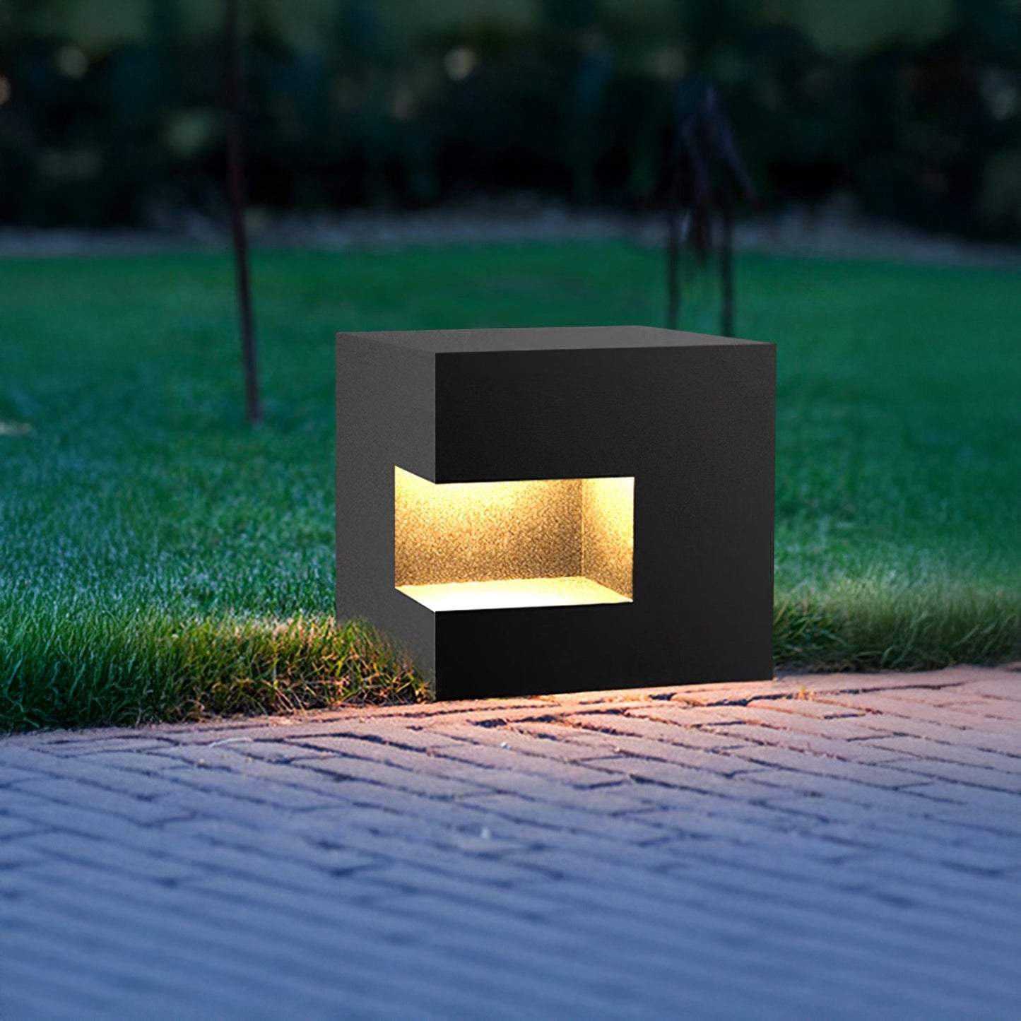 Regular Cube Post Eclectic Metal Outdoor Light