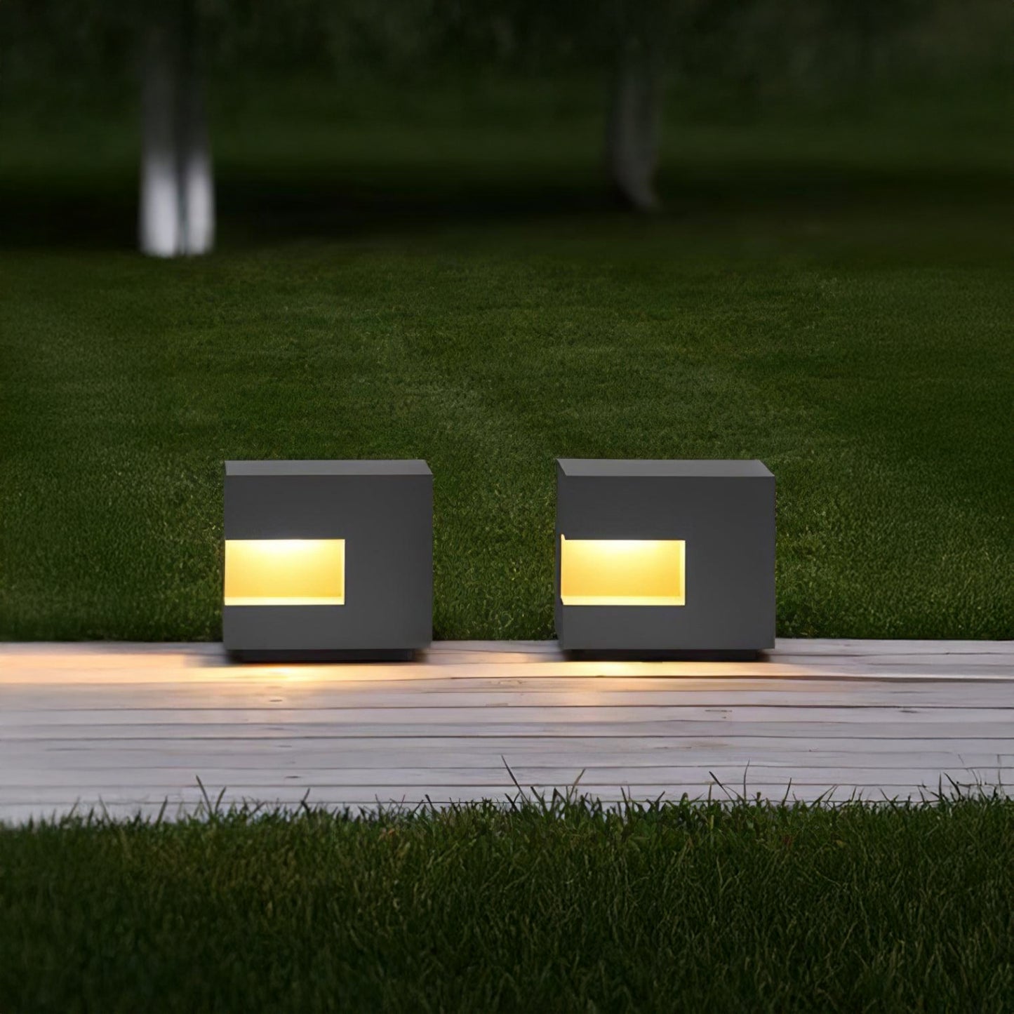 Regular Cube Post Eclectic Metal Outdoor Light