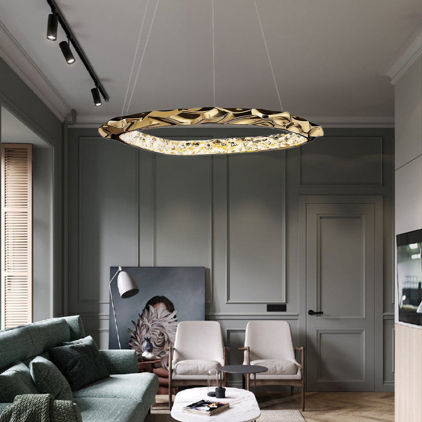 Resin Circlet Modern Brass Pendant Lamp