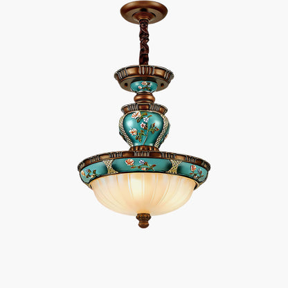 Retro Floral Resin Luxury Crystal Pendant Light