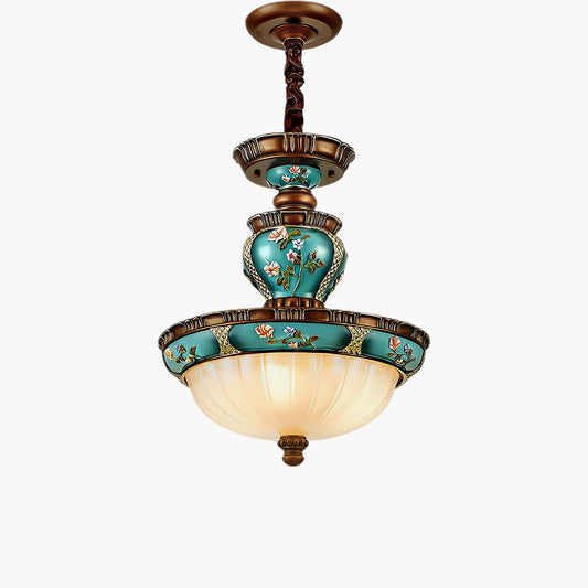 Retro Floral Resin Luxury Crystal Pendant Light