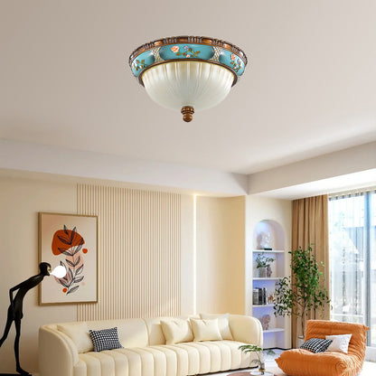 Retro Floral Resin Recessed Luxury Crystal Ceiling Light