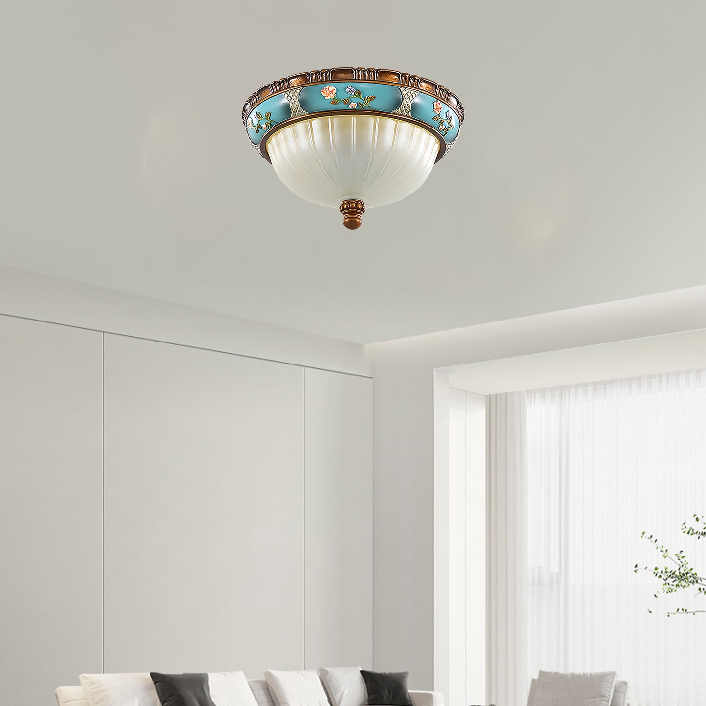 Retro Floral Resin Recessed Luxury Crystal Ceiling Light