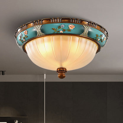 Retro Floral Resin Recessed Luxury Crystal Ceiling Light