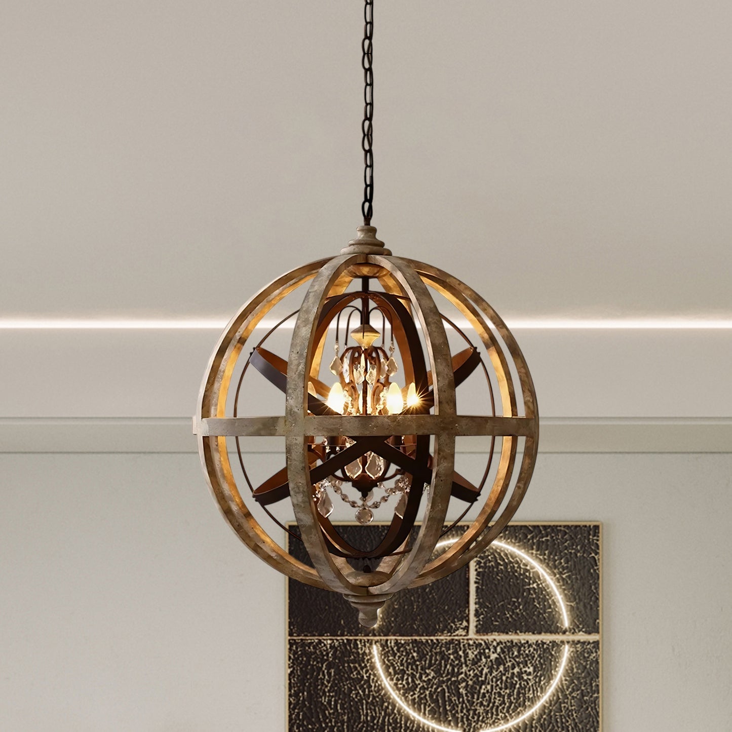 Globe Weathered Retro Metal Chandelier