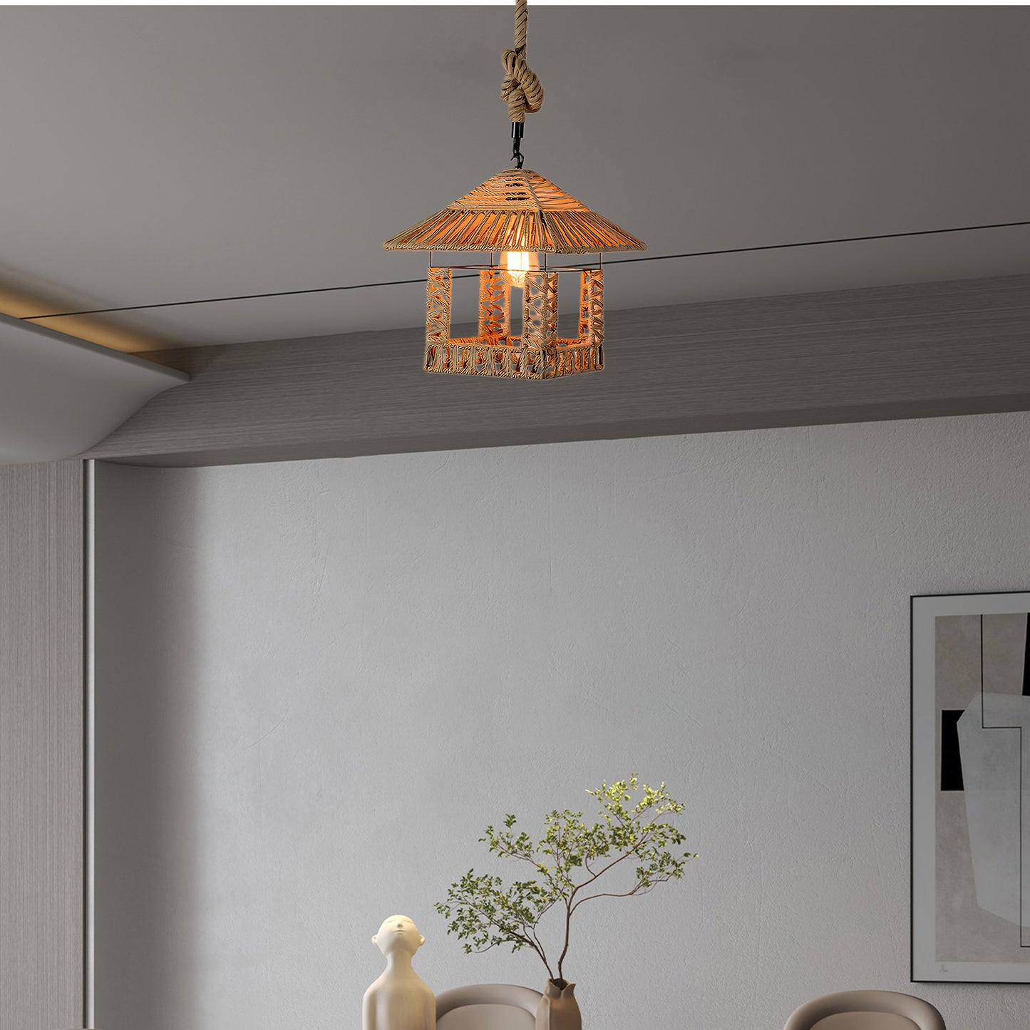 Retro Hemp Rope Exquisite Luxury Material Pendant Light