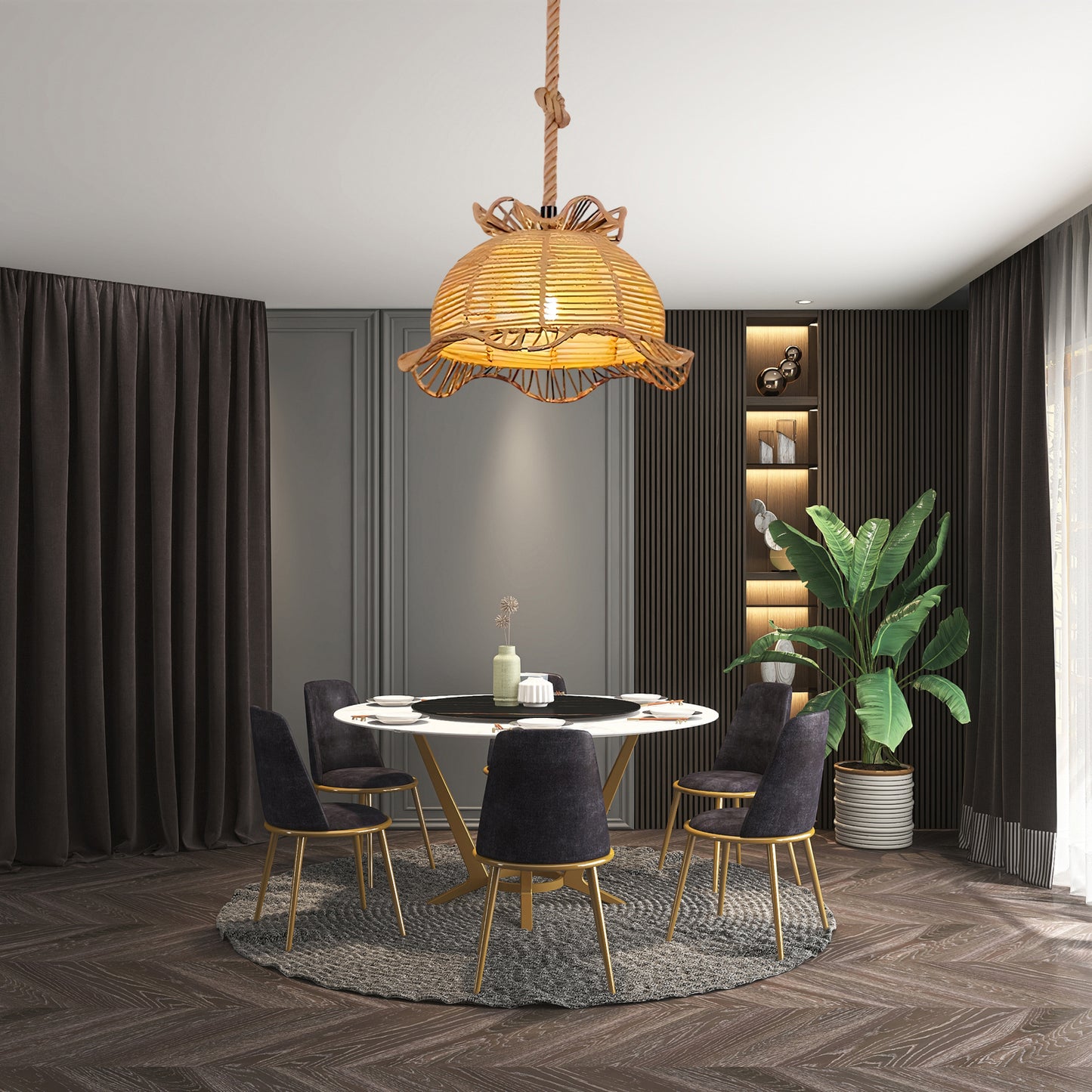 Hemp Rope Interesting Retro Material Pendant Light