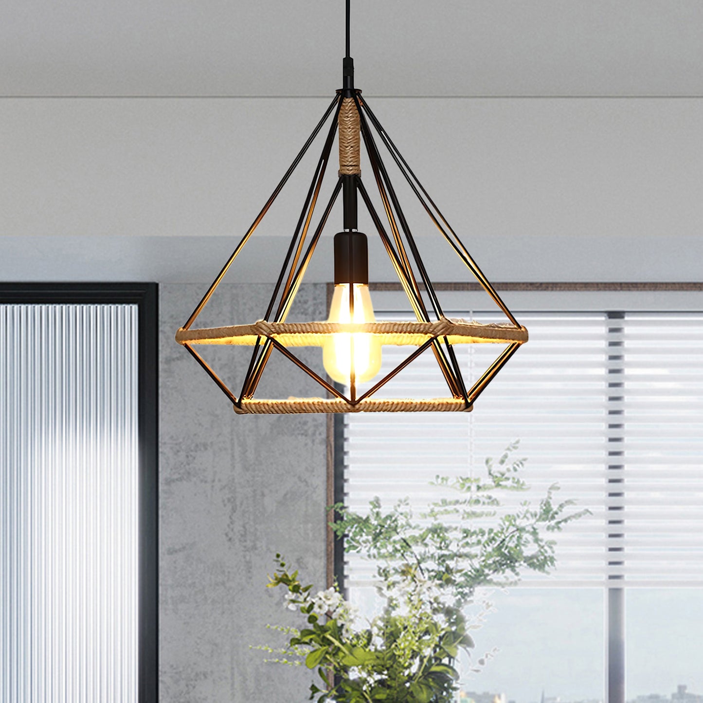 Hemp Rope Interesting Retro Material Pendant Light