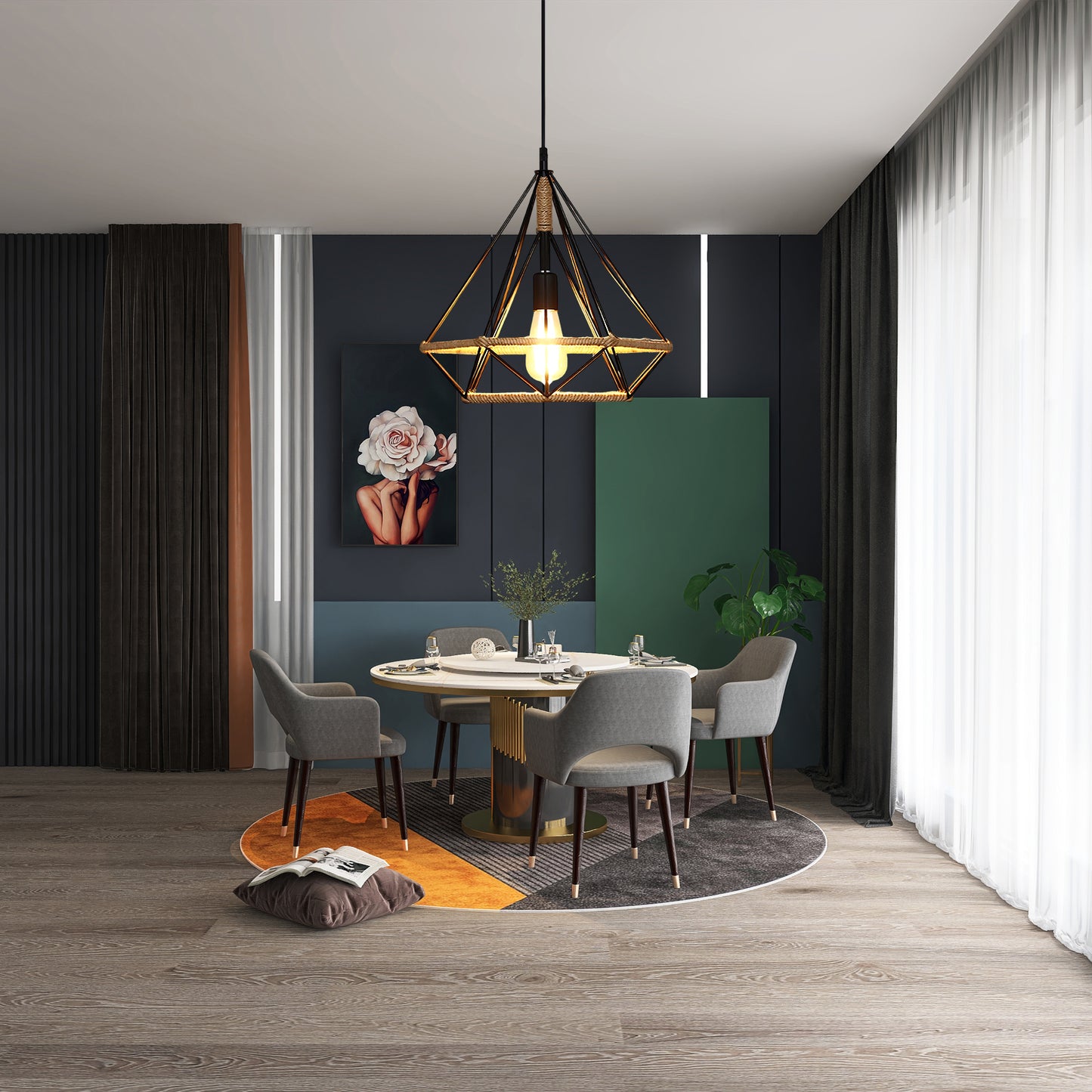 Hemp Rope Interesting Retro Material Pendant Light