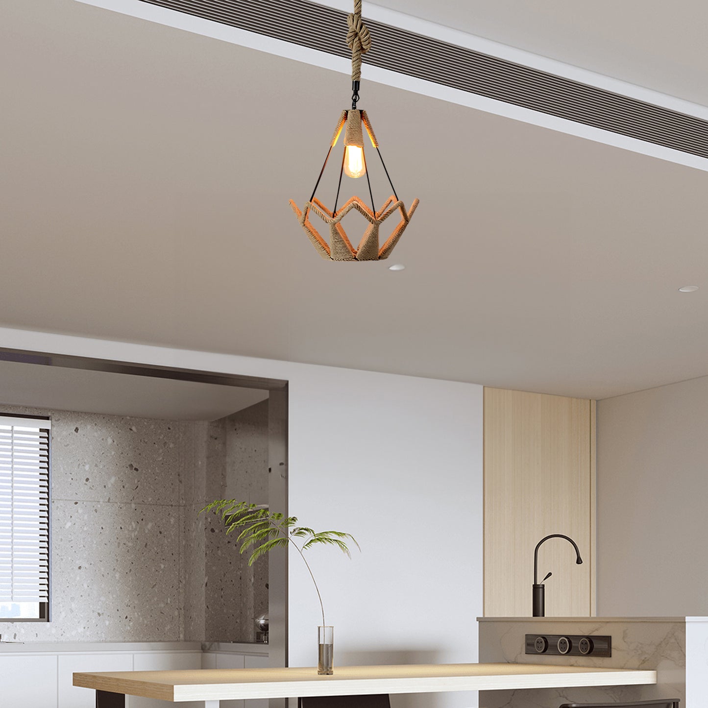 Hemp Rope Interesting Retro Material Pendant Light