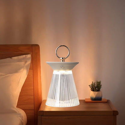 Ribbed Acrylic Built-in Battery Contemporary Metal Table Lamp