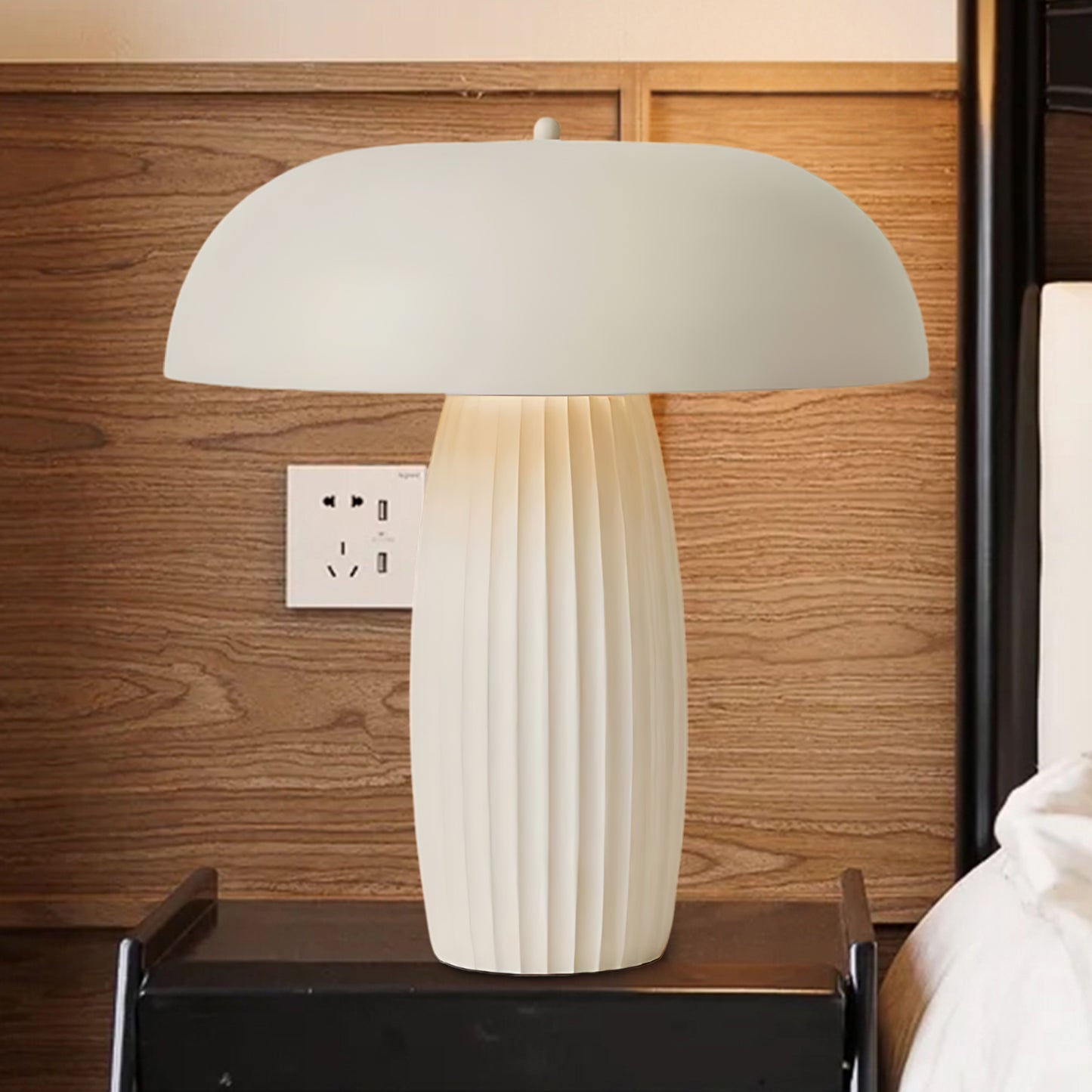 Ribbed Mushroom Modern Metal Table Lamp