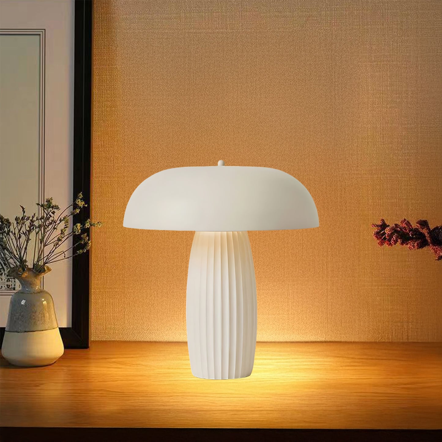 Ribbed Mushroom Modern Metal Table Lamp