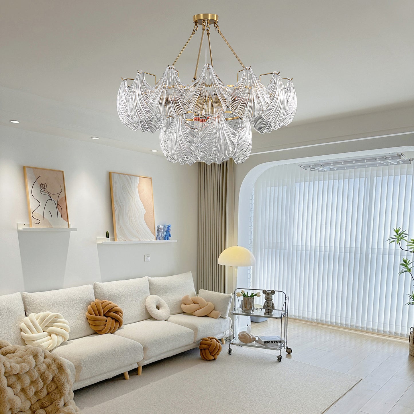 Ribbed Shell Eclectic Crystal Ceiling light