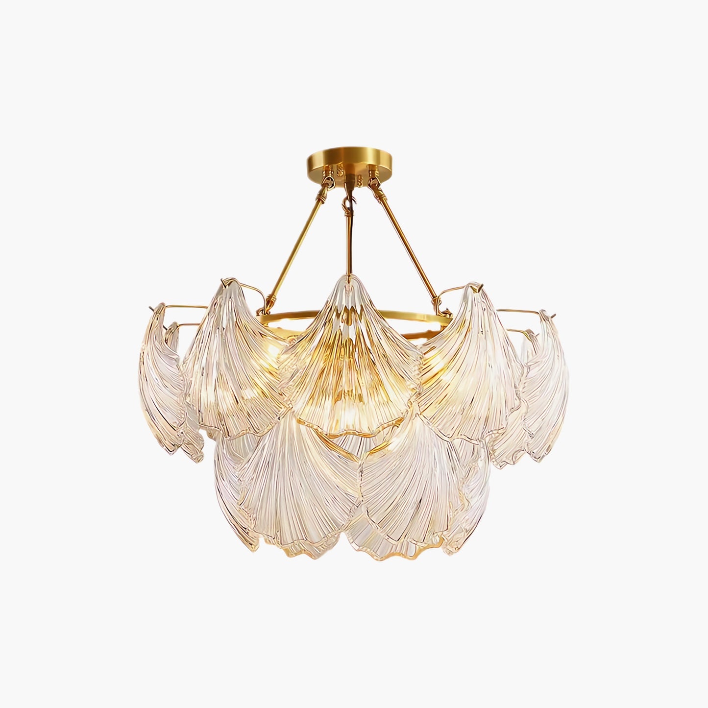 Ribbed Shell Eclectic Crystal Ceiling light