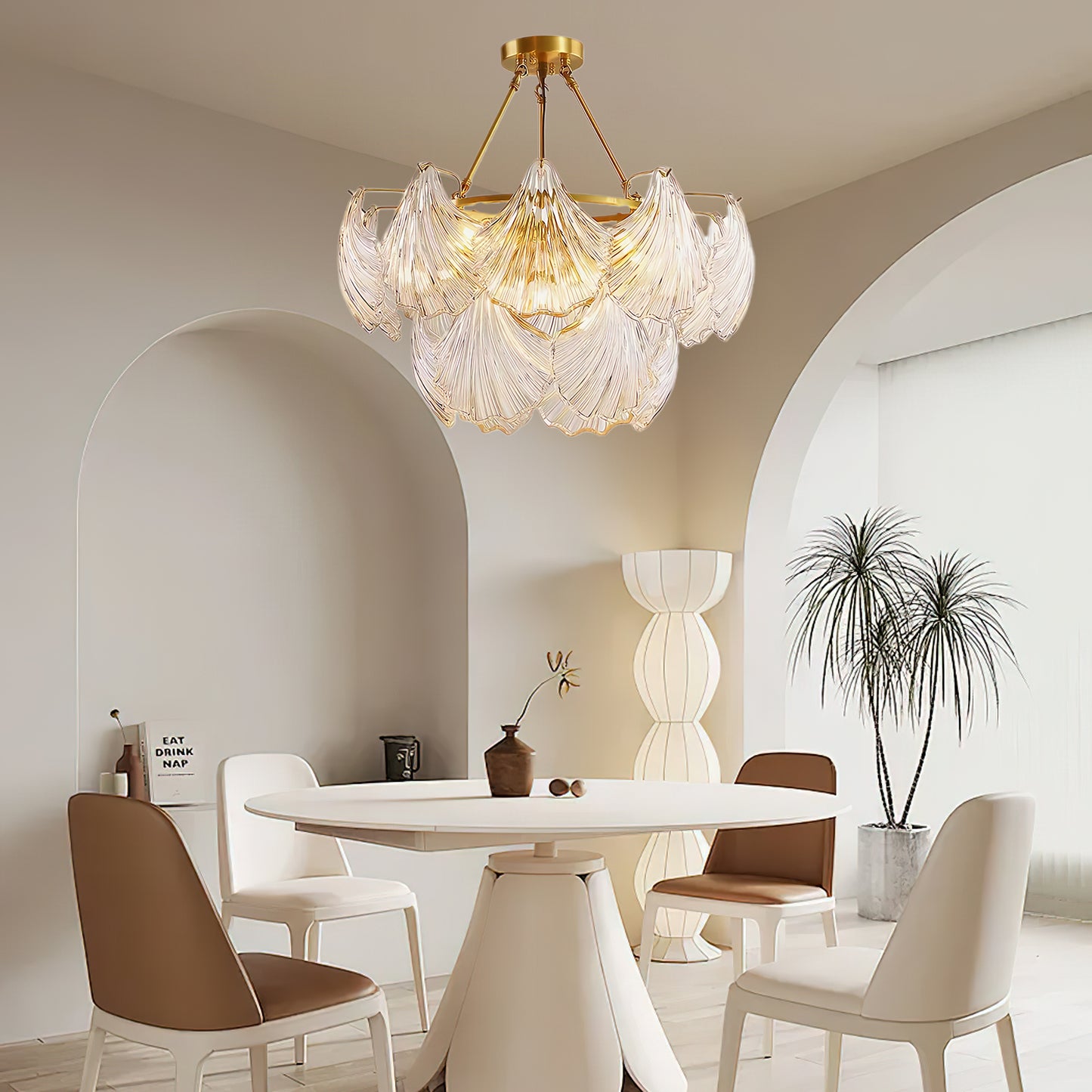 Ribbed Shell Eclectic Crystal Ceiling light